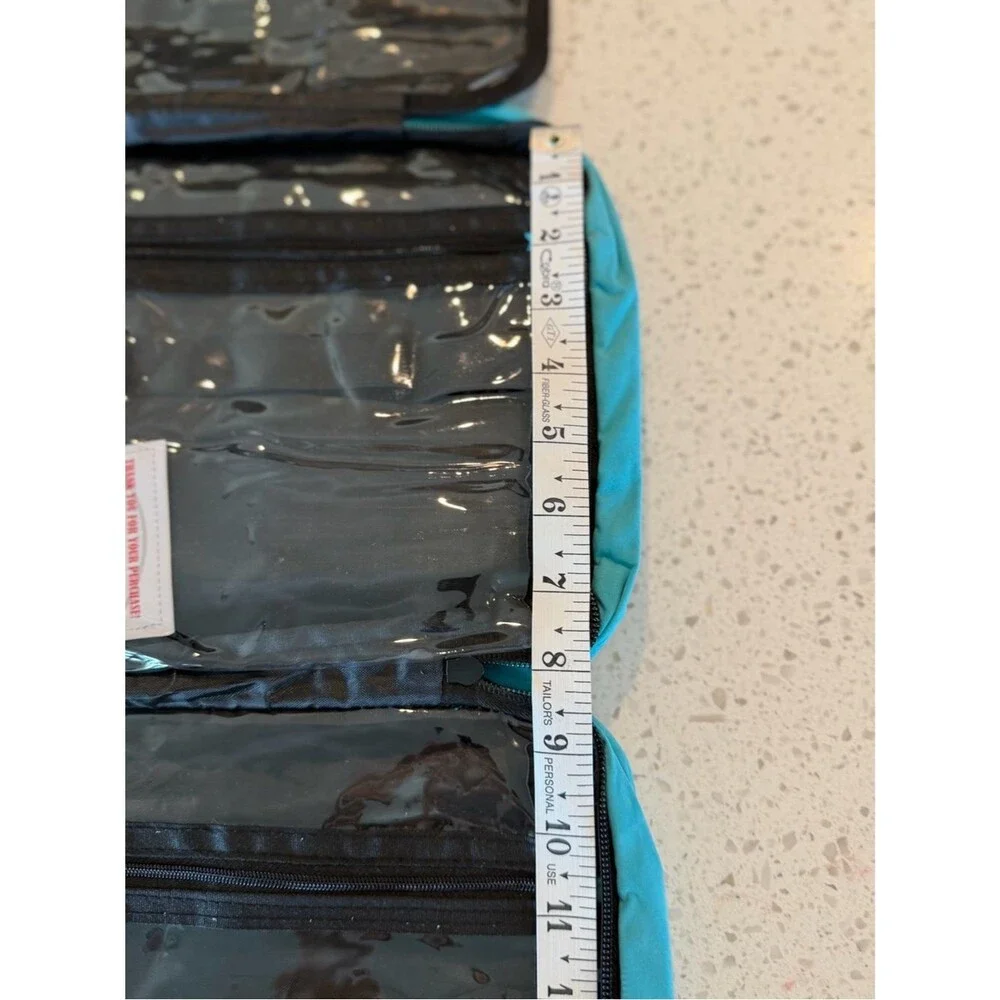 Teal Quilted Cosmetic Bag with Front Pocket